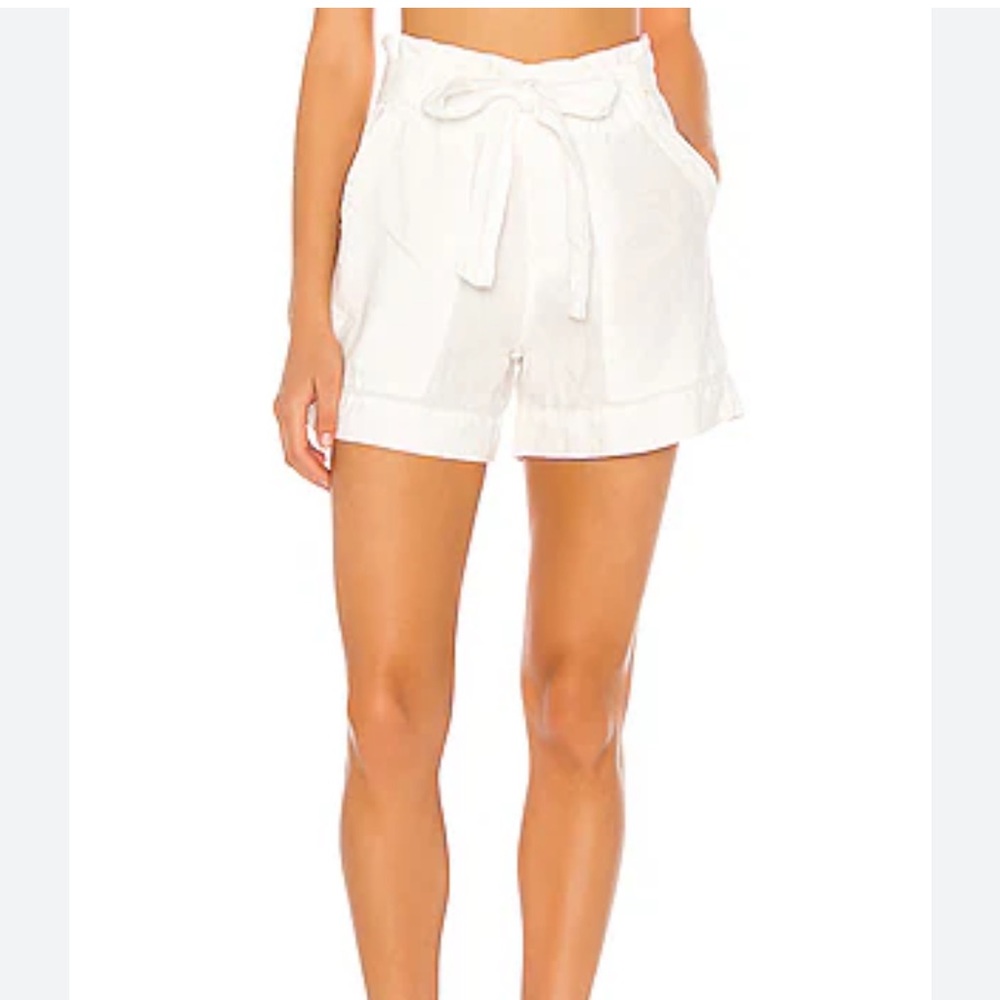 Joie Daynna High Waist Paper Bag Tie Shorts - Porcelain